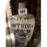 19th. C. stone ware flagon - The Tappit Hen Hawthorn Dew Thomas Cameron, Glasgow.