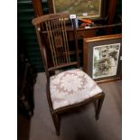 Pair of Edwardian inlaid side chairs.