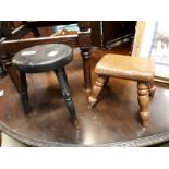 Two 19th. C. pine children's stools in original paint.