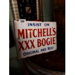 Mitchell's XXX Bogie double sided enamel sign.