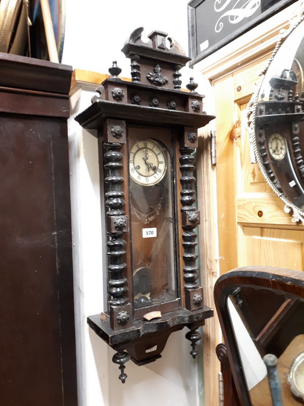 Victorian mahogany spring driven Vienna wall clock.