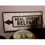 Belfast bi - lingual road sign.