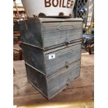 1930's metal filing cabinet with three tambour doors.