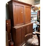 19th C. painted pine estate cupboard with fitter interior.