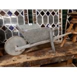 19th. C. painted pine wheel barrow.