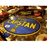 Rare Will's Capstan hand painted glass advertising sign.