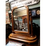 Edwardian inlaid walnut dressing table mirror.