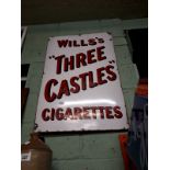 Will's Three Castles Cigarettes enamel sign.