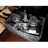 Box of stainless catering equipment