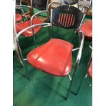 3 Chrome and red chairs