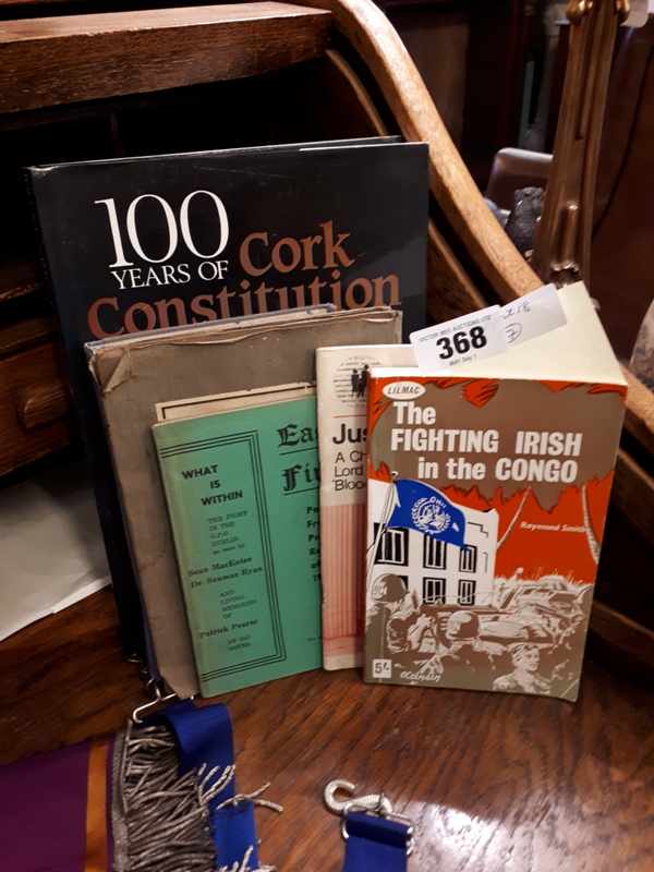 Group of books including Cork Constitution - Rugby plus some early pamphlets and 1916 literature.