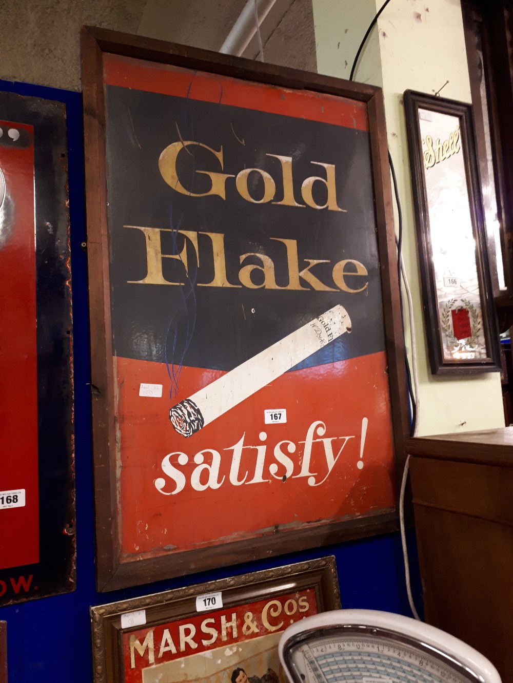 Framed GOLD FLAKE enamel sign.