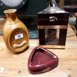 DIMPLE whisky water jug, ashtray and bottle display case.