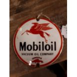 MOBILOIL enamel cabinet sign.