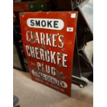 CLARKE'S CHEROKEE PLUG enamel sign