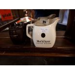MACKENSIE water jug and bakelite ashtray in the form of a SHERRY Barrel.