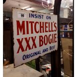 Mitchell's XXX Bogie double sided enamel sign.