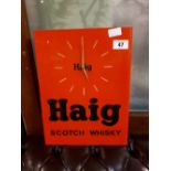 Haig Scotch Whiskey advertising clock.