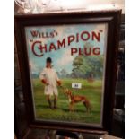 Framed Will's Champion Plug advertisement.