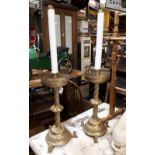 Pair of 19th. C. brass altar candlesticks.