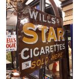 WILL'S STAR CIGARETTES SOLD HERE enamel sign.