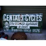 CENTAUR CYCLES enamel sign. (92 cm H x 183 cm L).