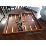 Victorian boxed Backgammon game.