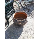 19th. C. large metal pot.