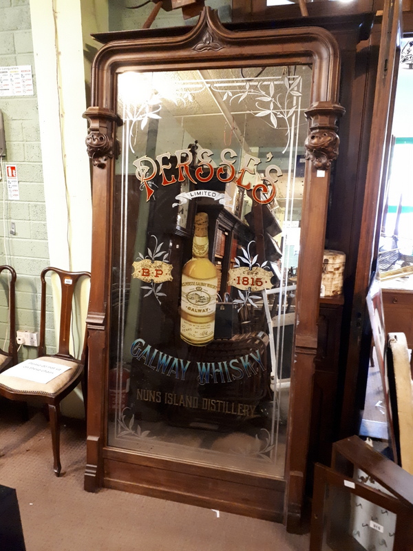 Presse's Galway Whisky Nun's Island Distillery advertising mirror. { 224cm H X 114cm W }.