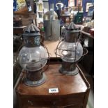 Pair of 19th. C. copper ship's lamps.