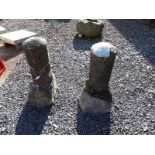 Pair of 18th. C. sandstone kickstones. (40 cm H).