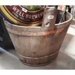 Large 19th. C. oak metal bound wine barrel.