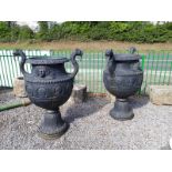 Pair of large garden urns without base.