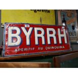 Byrrh Apperitif Au Quinine aluminium sign. { 33cm H X 73cm W }.