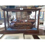 Model of a Galleon in a glazed case.