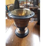 Mahogany wine bucket with original brass liner.