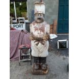 Early 20th. Carved wooden life size model of a CHEF.