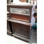 Late 19th. C. mahogany teller's desk with panelled front. { 147cm H X 88cm L X 85cm D }.