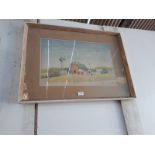 Framed Watercolour of Rural Scene H Kerr.