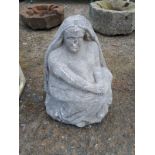 Early 17th. C. carved limestone figure of a Woman.
