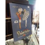 Walter's Palm Toffee tinplate sign. { 43cm H X 31cm W }.