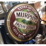 Extra Quality Murphy's Irish Stout light up sign. { 85cm H X 77cm W }.