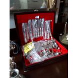 EPNS Sheffield cased cutlery set and EPNS pastry forks and coffee spoons.