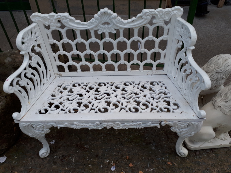 Decorative cast iron garden bench.