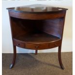 Georgian Mahogany Corner Washstand with drawer under. 32.75in (h) x 27in (w).