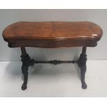 Victorian Walnut & Burr Walnut Card/Coffee Table with shaped top,