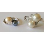 Two Pearl Set Rings, unmarked but good quality (2).