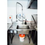 Stainless steel sink with overhead washer. { 38'' H X 43'' W }.