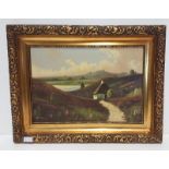 20th Century Oil on Canvas, Cottage in Hilly Landscape, signed S. Thoring l.l., gilt framed 19.