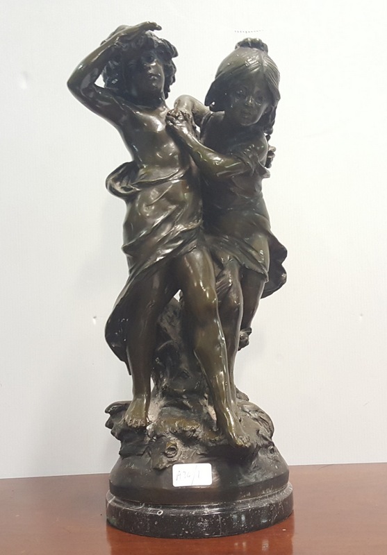 Bronze Figure of a Roman Man & Woman, 26ins high.